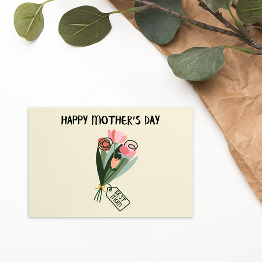 Mother's Day Card Floral Bouquet-Best Mom Flowers Blank